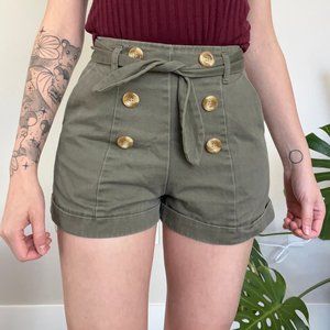 High-waist Khaki Shorts